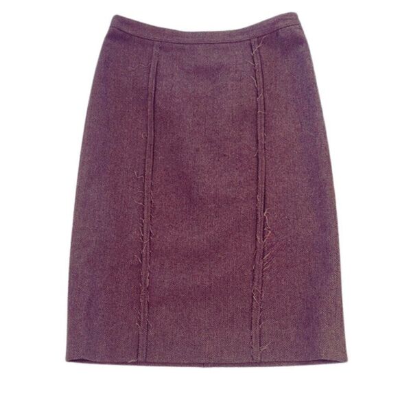 Vintage Club Monaco Lavender Purple Herringbone Wool Blend Raw Seam Pencil Skirt - Picture 3 of 6